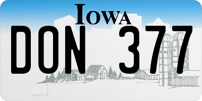 IA license plate DON377