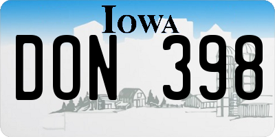 IA license plate DON398