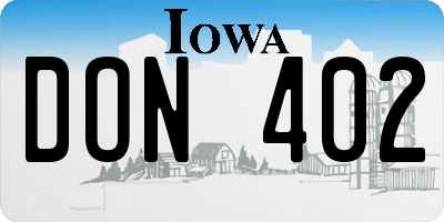 IA license plate DON402