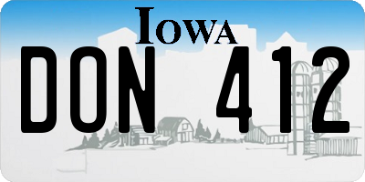 IA license plate DON412