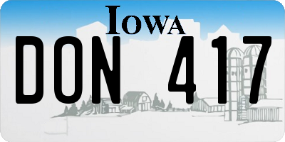 IA license plate DON417