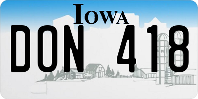 IA license plate DON418