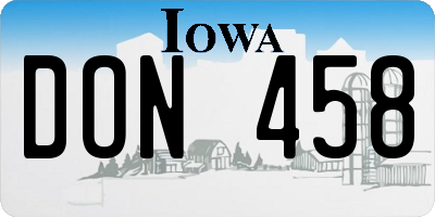 IA license plate DON458