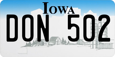 IA license plate DON502