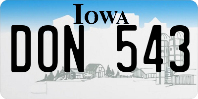 IA license plate DON543