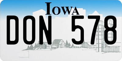IA license plate DON578