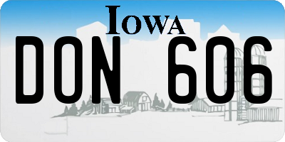 IA license plate DON606