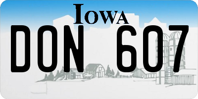 IA license plate DON607