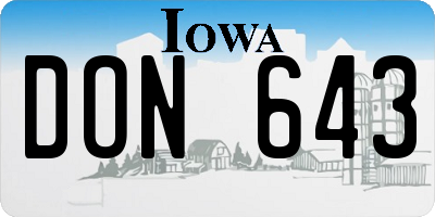 IA license plate DON643