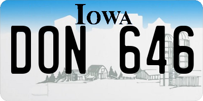 IA license plate DON646