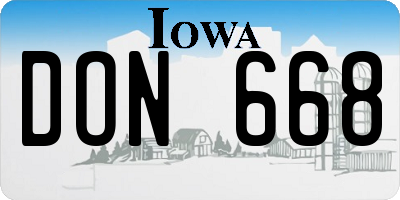 IA license plate DON668