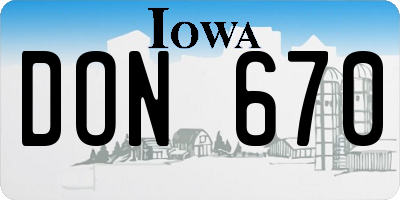 IA license plate DON670