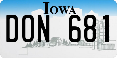 IA license plate DON681