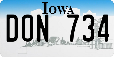 IA license plate DON734