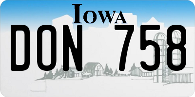 IA license plate DON758