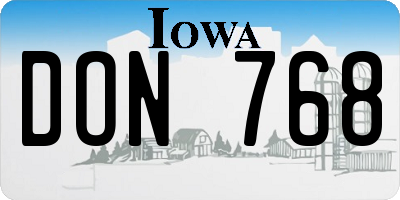 IA license plate DON768