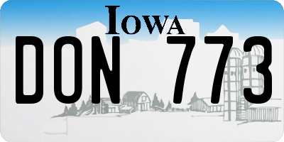 IA license plate DON773