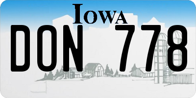 IA license plate DON778