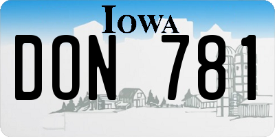 IA license plate DON781