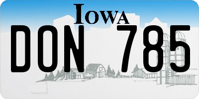 IA license plate DON785