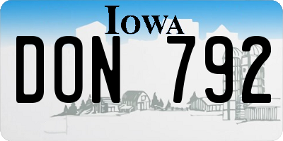 IA license plate DON792