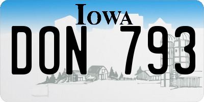 IA license plate DON793