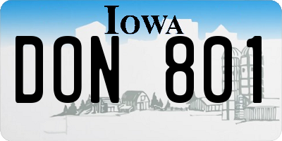 IA license plate DON801