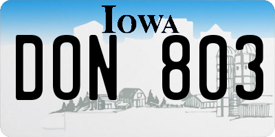 IA license plate DON803