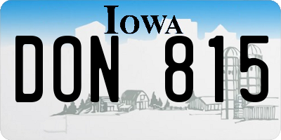 IA license plate DON815