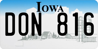 IA license plate DON816