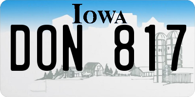 IA license plate DON817