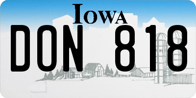 IA license plate DON818