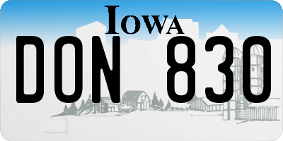 IA license plate DON830