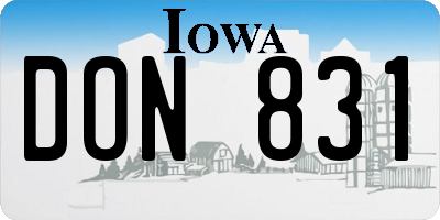 IA license plate DON831