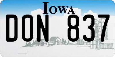 IA license plate DON837