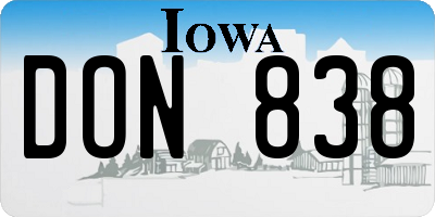 IA license plate DON838
