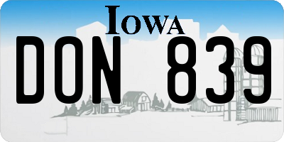 IA license plate DON839