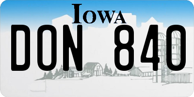 IA license plate DON840