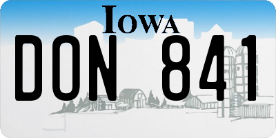 IA license plate DON841