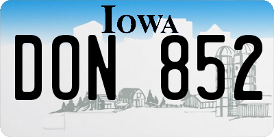 IA license plate DON852