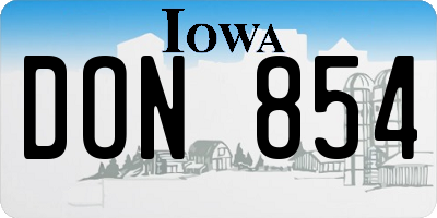 IA license plate DON854