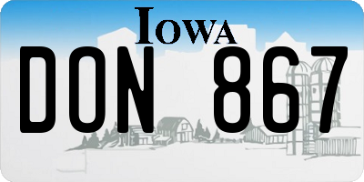 IA license plate DON867