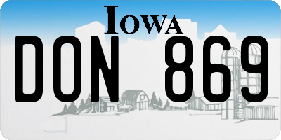IA license plate DON869