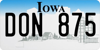 IA license plate DON875