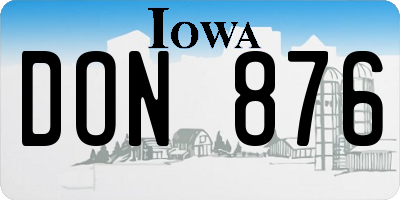 IA license plate DON876