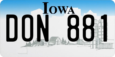 IA license plate DON881