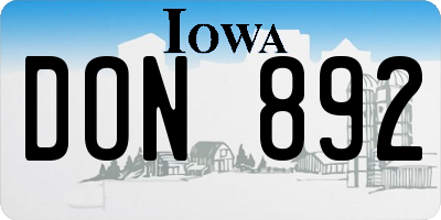 IA license plate DON892