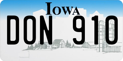 IA license plate DON910