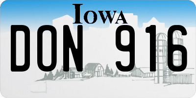 IA license plate DON916