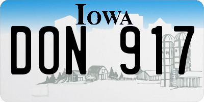 IA license plate DON917